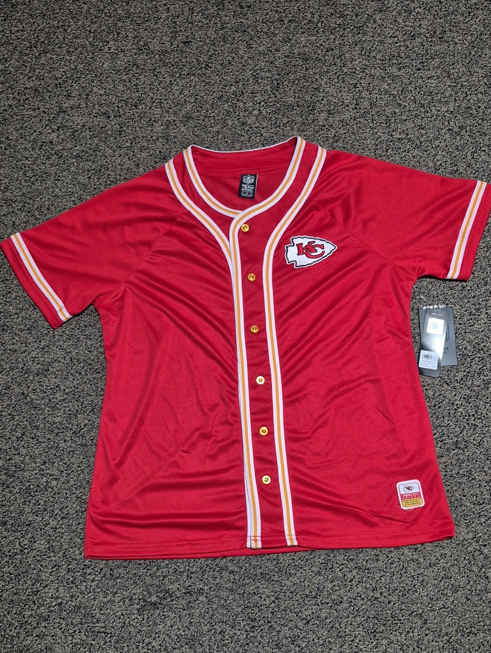 Kansas City Chiefs Button-Front Jersey with White and Gold Trim
